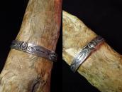 Antique Snake Applique Ingot Silver Cuff Bracelet  c.1930～