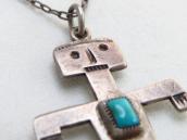 Antique Human Shaped Pendant w/Square TQ Necklace  c.1930～