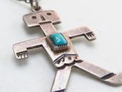 Antique Human Shaped Pendant w/Square TQ Necklace  c.1930～