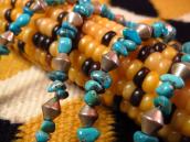 Vtg Single Strand Turquoise & Silver Bead Necklace  c.1970～