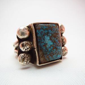 Vintage Ring with Top Grade Lone Mt. Stone  c.1940
