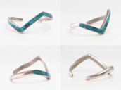Vintage Zuni #8 Turquoise Inlay Silver Zig Zag Cuff  c.1960