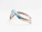 Vintage Zuni #8 Turquoise Inlay Silver Zig Zag Cuff  c.1960