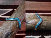 Vintage Zuni #8 Turquoise Inlay Silver Zig Zag Cuff  c.1960