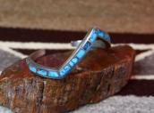 Vintage Zuni #8 Turquoise Inlay Silver Zig Zag Cuff  c.1960