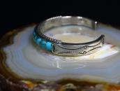 Vtg Zuni Turquoise Inlay Domed Shape Cuff in Silver c.1950～
