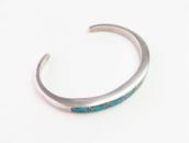 Vintage Zuni Gem Turquoise Inlay Narrow Cuff Bracelet c.1960