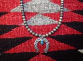 Antique Bench Made Silver Bead Necklace w/Small Naja  c.1930