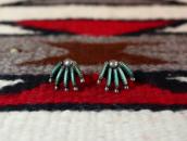 Vtg Zuni Needle Point TQ Fan-Shaped Pierced Earrings c.1965～