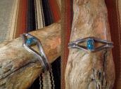 Vintage Navajo Cuff Bracelet w/Gem Persian Turquoise c.1965～