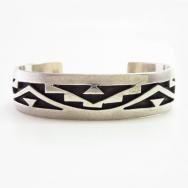 Vintage Hopi Heavy Silver Overlay Cuff Bracelet  c.1950