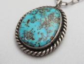 Vintage Navajo Pilot Mountain Turquoise Fob Necklace c.1970～