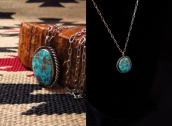 Vintage Navajo Pilot Mountain Turquoise Fob Necklace c.1970～