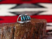 Vintage Zuni Needle Point Turquoise Row Silver Ring  c.1965～