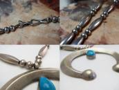 Vtg Navajo HandMade Silver Bead Necklace w/Cast Naja c.1960～