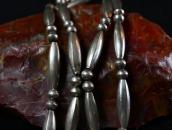 Vtg Navajo HandMade Silver Bead Necklace w/Cast Naja c.1960～