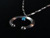 Vtg Navajo HandMade Silver Bead Necklace w/Cast Naja c.1960～