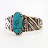 Transitional Hopi Silver Overlay Cuff w/Turquoise  c.1950