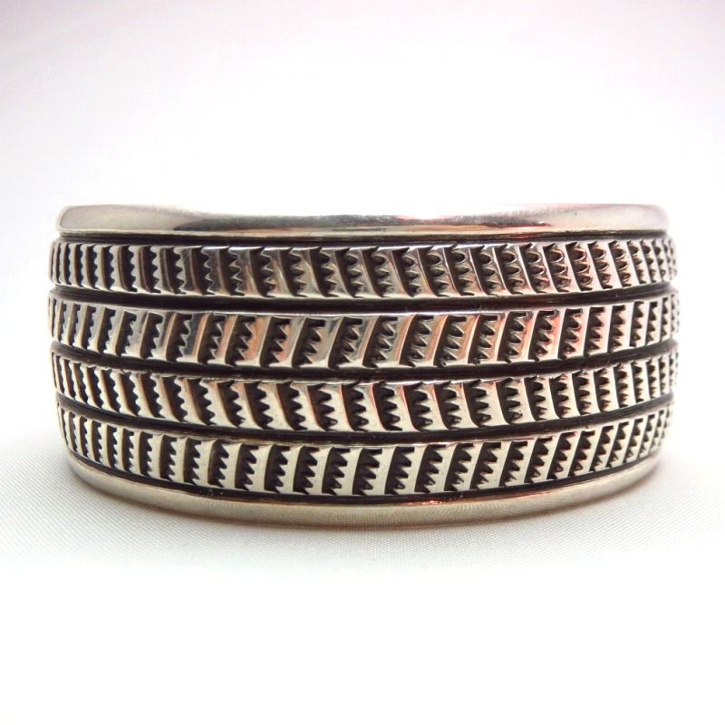 Cippy CrazyHorse OLDPAWN Stamped Silver Wide Cuff