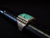 Antique Worn Silver Men's Ring w/Square cut #8 TQ  c.1940～