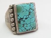 Antique Worn Silver Men's Ring w/Square cut #8 TQ  c.1940～