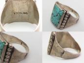 Antique Worn Silver Men's Ring w/Square cut #8 TQ  c.1940～