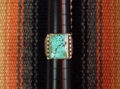 Antique Worn Silver Men's Ring w/Square cut #8 TQ  c.1940～