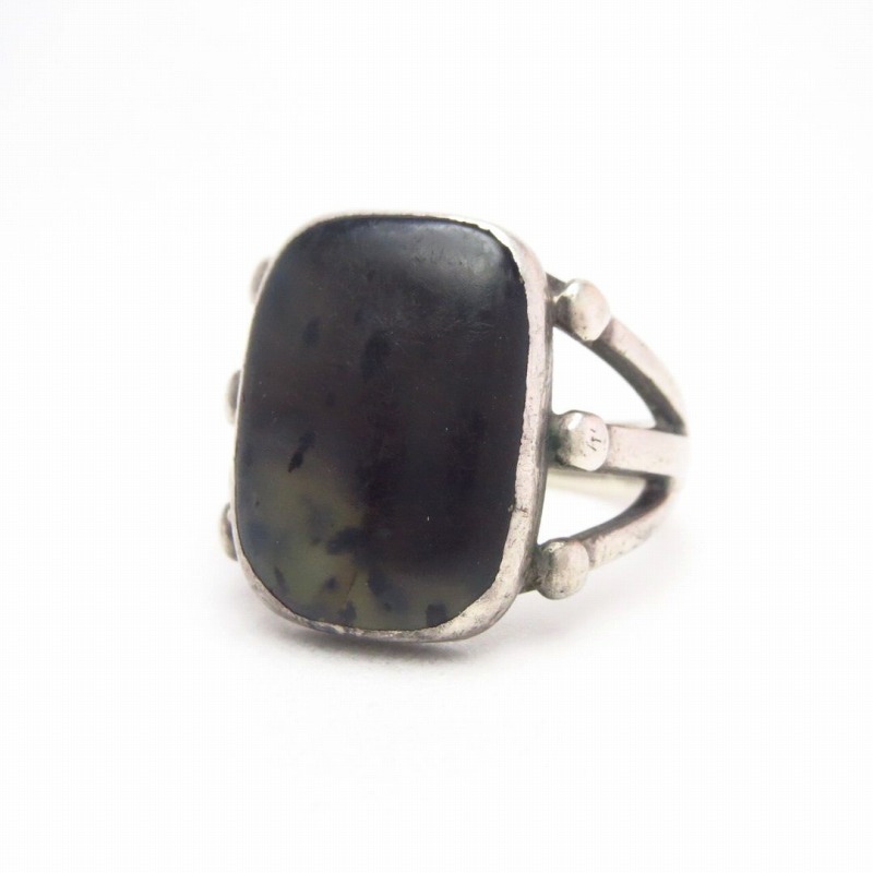 Vintage Navajo Men's Silver Ring w/Black Agate  c.1955～