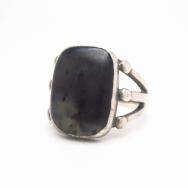 Vintage Navajo Men's Silver Ring w/Black Agate  c.1955～