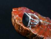 Vintage Navajo Men's Silver Ring w/Black Agate  c.1955～
