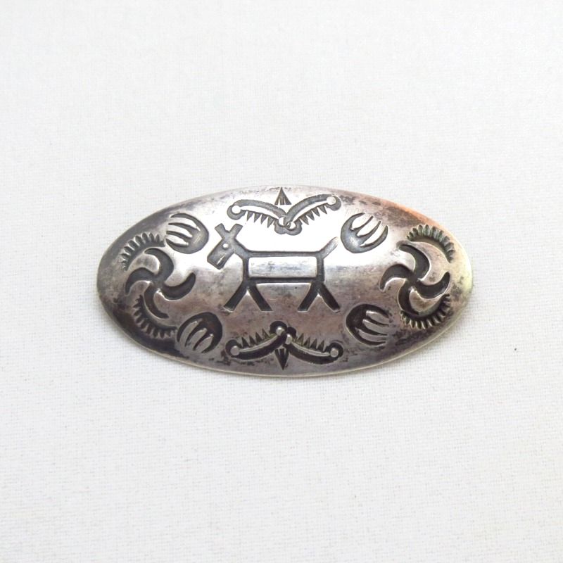 Antique Horse & 卍 Stamped Silver Small Pin Brooch  c.1930