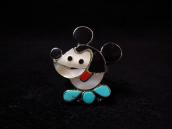 Zuni Vintage Channel Inlay Mickey Face Ring  c.1970