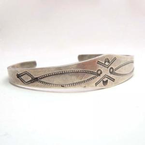 Antique Stamped Ingot Silver Cuff Bracelet  c.1930～