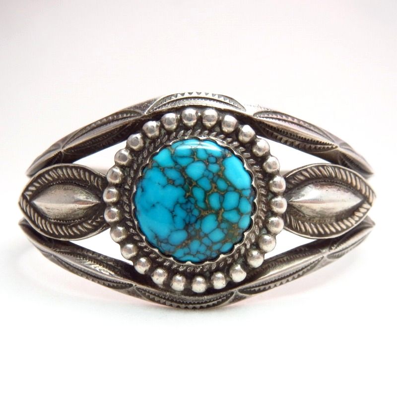 Antique 3 Triangle Wire Cuff Bracelet w/High Grade TQ  c1940