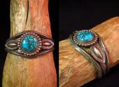 Antique 3 Triangle Wire Cuff Bracelet w/High Grade TQ  c1940