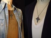 Vintage Zuni Sunburst Cross w/Turquoise Fob Necklace c.1960～