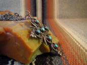 Vintage Zuni Sunburst Cross w/Turquoise Fob Necklace c.1960～