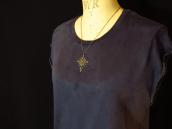 Vintage Zuni Sunburst Cross w/Turquoise Fob Necklace c.1960～