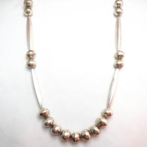 Joe H. Quintana Cochiti Vintage Silver Bead Necklace L 6