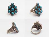 Vintage Navajo Cluster Ring w/Gem Turquoise  c.1960～