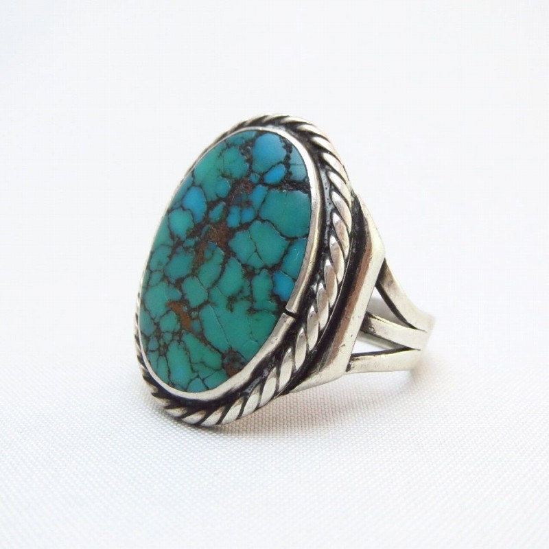 Vintage Navajo SpiderWeb Turquoise Silver Ring  c.1950～
