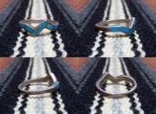 Vintage Zuni Turquoise Inlay Silver Zig Zag Ring  c.1960～