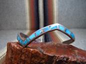 Vintage Zuni TQ Inlay Silver Zig Zag Cuff Bracelet  c.1950 1