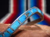 Vintage Zuni TQ Inlay Silver Zig Zag Cuff Bracelet  c.1950 1