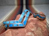 Vintage Zuni TQ Inlay Silver Zig Zag Cuff Bracelet  c.1950 1