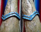 Vintage Zuni TQ Inlay Silver Zig Zag Cuff Bracelet  c.1950 1