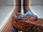 Vintage Zuni TQ Inlay Silver Zig Zag Cuff Bracelet  c.1950 2