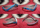 Vintage Zuni TQ Inlay Silver Zig Zag Cuff Bracelet  c.1950 2