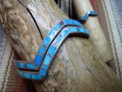 Vintage Zuni TQ Inlay Silver Zig Zag Cuff Bracelet  c.1950 2