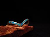 Vintage Zuni TQ Inlay Silver Zig Zag Cuff Bracelet  c.1950 2